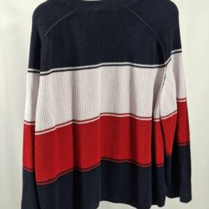 Tommy Hilfiger Pullover Größe 48 Gestreift Strickpullover Navy Creme Rot