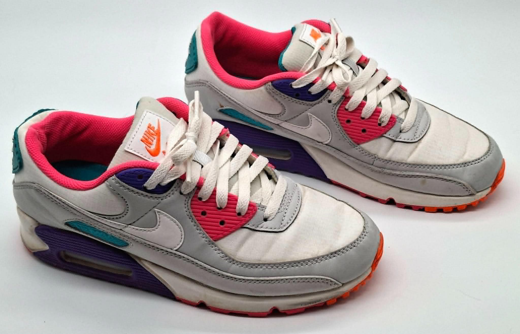 Nike Air Max 90 Sneaker – Grau Rosa Türkis Lila – Größe EU 40.5